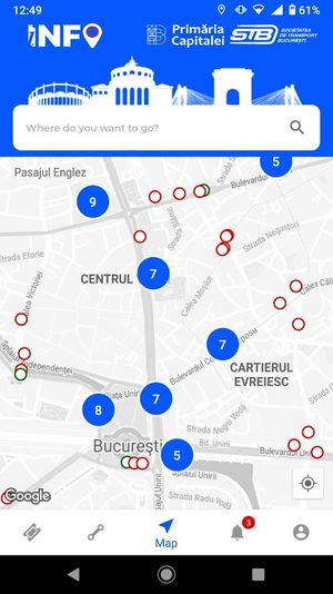 Public transport information app, automated tariff system for e-payments, bicycle infrastructure (Bucharest, Romania)